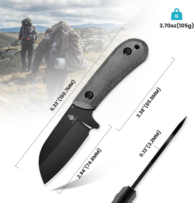 KIZER Deckhand Fixed Blade Hunting Knife with Sheath, D2 Blade Camping Knife G10+Micarta Handle Lightweight EDC Fixed Blade for Men Women, Knives for Hunting Survival 1062A2 - Image 5
